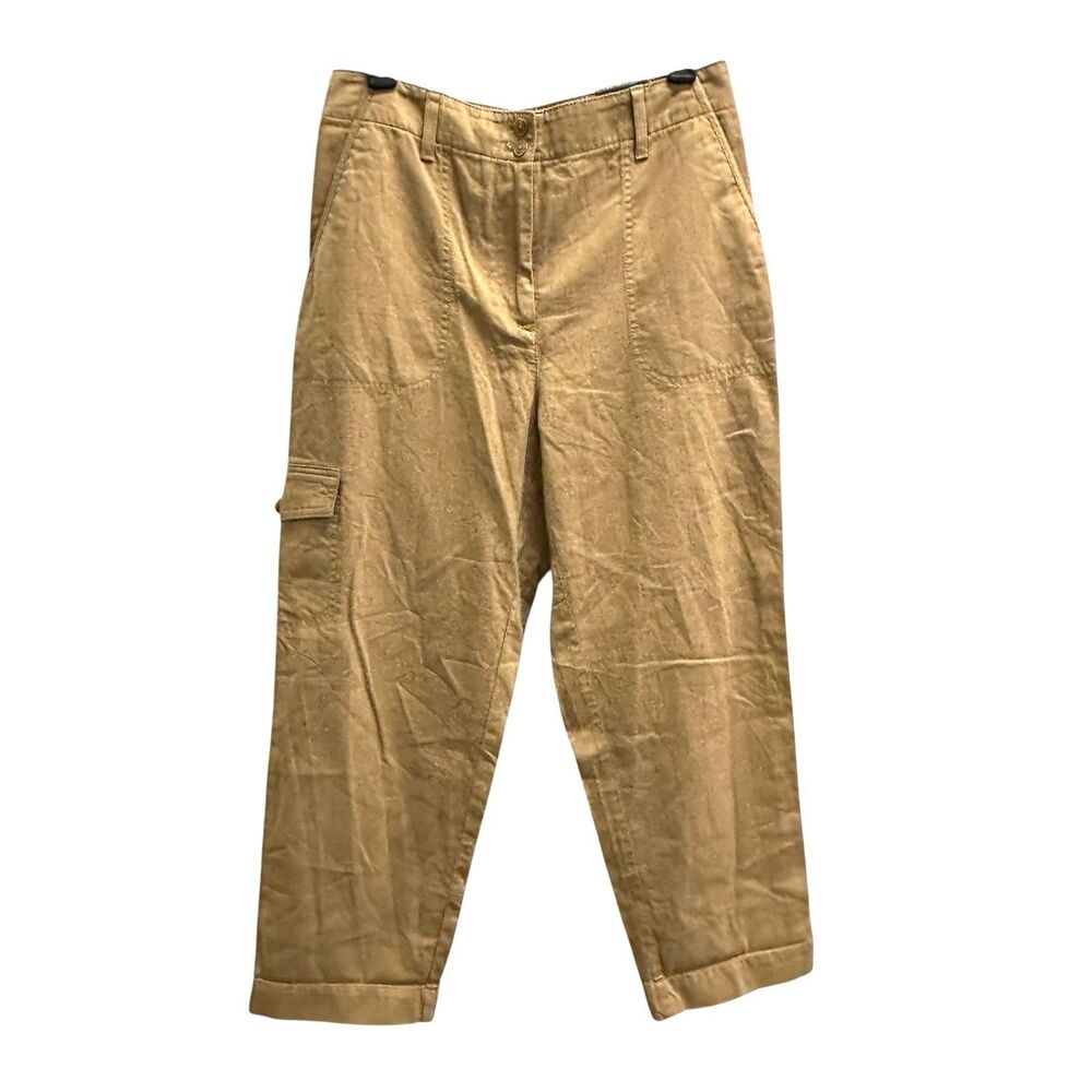 Talbots Super Soft Cropped Cargo Straight Leg Pants Khaki Size 8 NWT